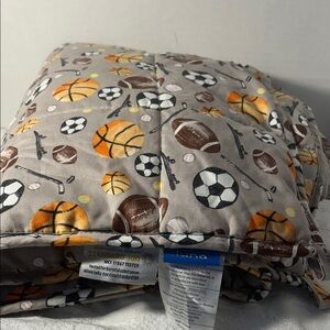 Sports Themed Gray Blanket 35 1/2 x 49 1/2 Weighted Blanket